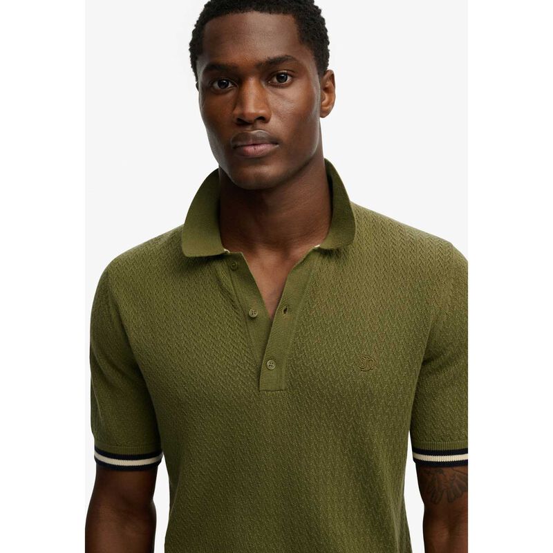 Superdry Knitted Texture Short Sleeve Polo image number 2